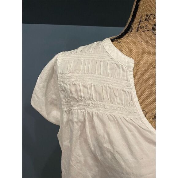 GAP Women's White Flowy Short Sleeve V-Neck Blouse Size S - Picture 3 of 11